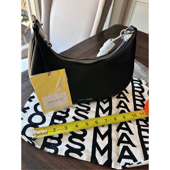 Marc Jacobs The J Marc Curve Top Handle Leather Shoulder Bag In Black - Picture 5 of 10